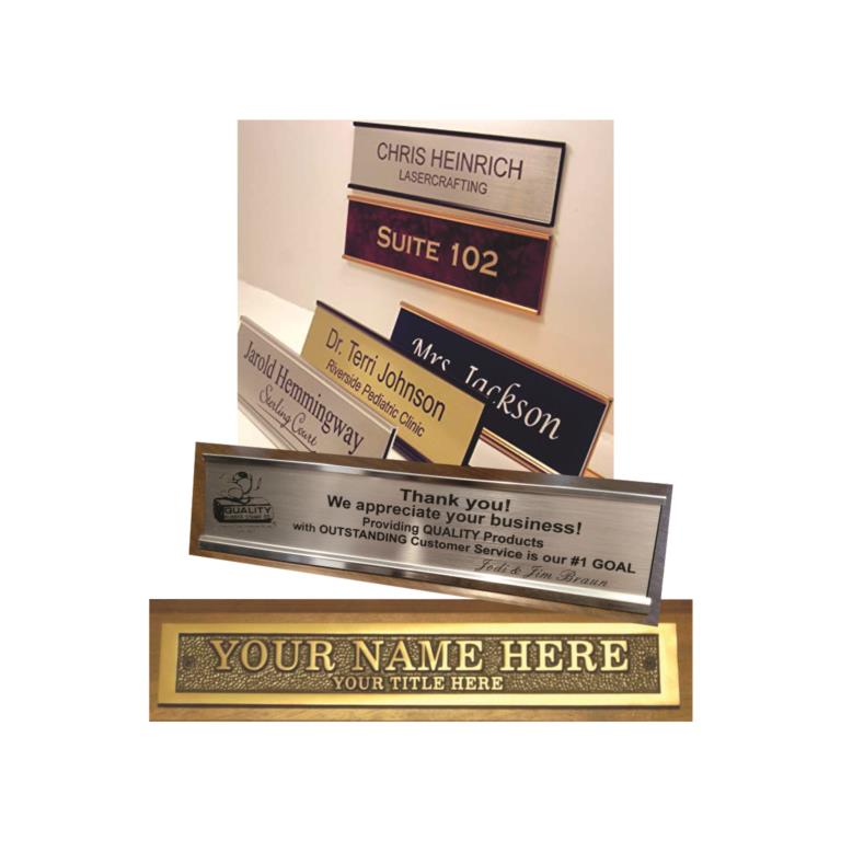 ENGRAVED OR CAST NAME PLATES & DESK WEDGES